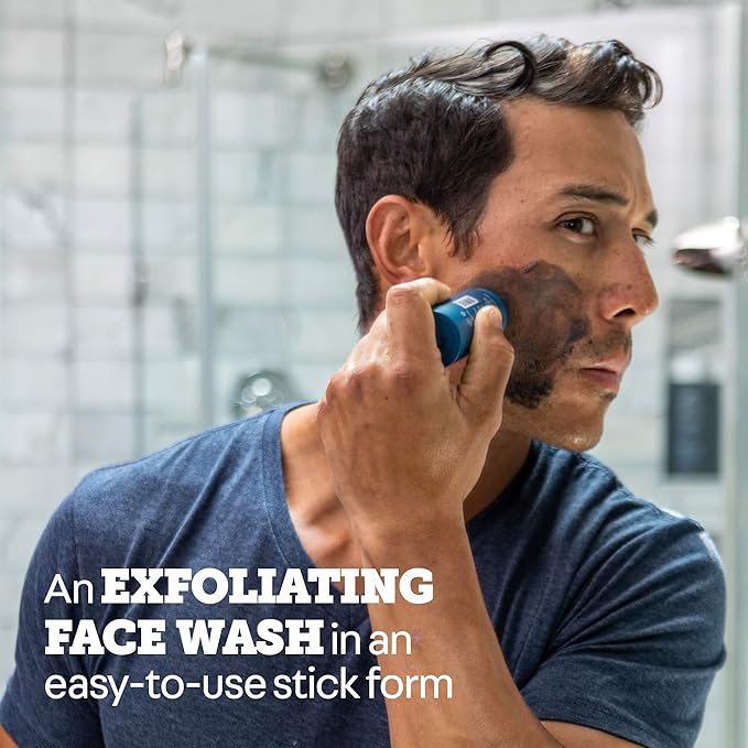 Oars + Alps Exfoliating Face Wash Stick, 2-in-1 Facial Cleanser & Face Exfoliant with Activated Charcoal, Alpine Moss, Dermatologist Tested, Spill Free, Travel Size, 1.2 Oz