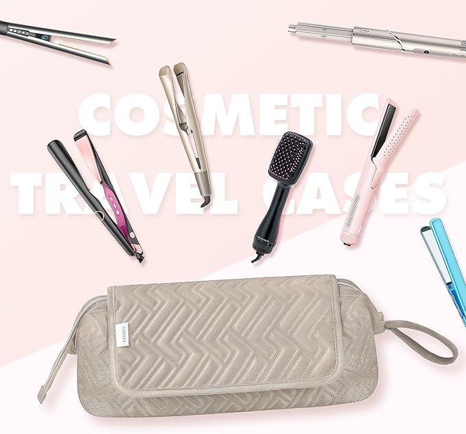 Leudes Hair Tools Travel Bag for Women Heat Resistant Mat for Travel Essentials Hot Tools Straighteners,Flat Irons,Curling Iron,Hot Air Brushes and Hair Dryer Organizer Bags 2 in 1 (Camel)