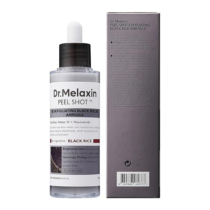 Dr.Melaxin Peel Shot Glow Rice Peeling Ampoule 80ml Daily Soft Exfoliating Face and Body Scrub Dead Skin Cells Blackhead Remover for All Skin Types korean skin care