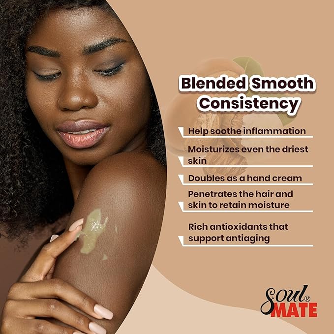 SOUL MATE Shea Butter Infused with Natural Plant Extracts| Moisturizer with Coconut Oil & Olive Oil for Skin & Hair | Body Butter for Deep Hydration