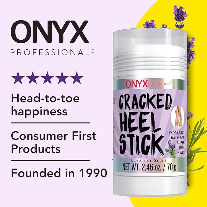 Onyx Professional Cracked Heel Repair Balm Stick, Lavender Scent, 1 Pack - Dry Heels Dry Cracked Feet Treatment, Moisturizing Heel Balm Rolls On, No Mess Like Foot Cream or Foot Lotion
