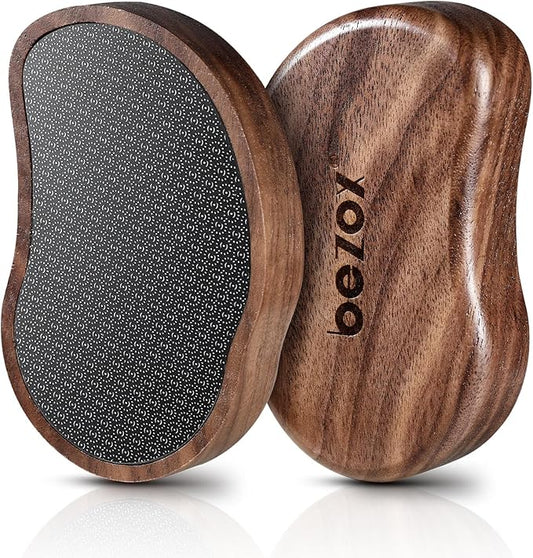 BEZOX Glass Foot Scrubber(1 PCS) - Nano-Glass Pedi Egg Pumice Stone for Feet Dead Skin, Plastic-Free Pedicure Foot File Callus Remover for Silky Smooth Feet - Walnut Wood Handled