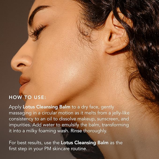 RANAVAT Lotus Facial Cleansing Balm - Gel to Milk Makeup Remover Balm for Balanced & Restored Skin - Resurfacing Facial Cleanser with Blue Tansy Oil + Jasmine - Suitable for All Skin Types (3.4 oz)