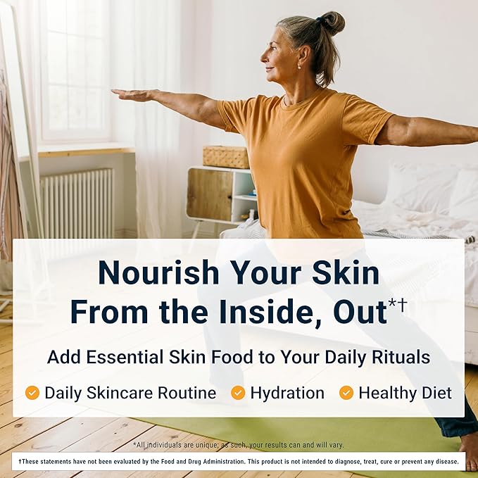 ACTIVATEDYOU Essential Skin Food, Advanced Skincare Collagen Elastin Support Supplement for Aging Skin, Helps Improve Appearance of Face Texture, Sagging w/Dermaval, Vitamin C, Lysine (30 Capsules)