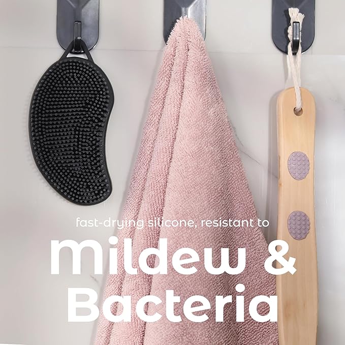 MainBasics Silicone Body Scrubber – Dual-Sided Shower & Scalp Scrubber, Gentle Silicone Loofah Alternative for Deep Clean (Black, Scalp)