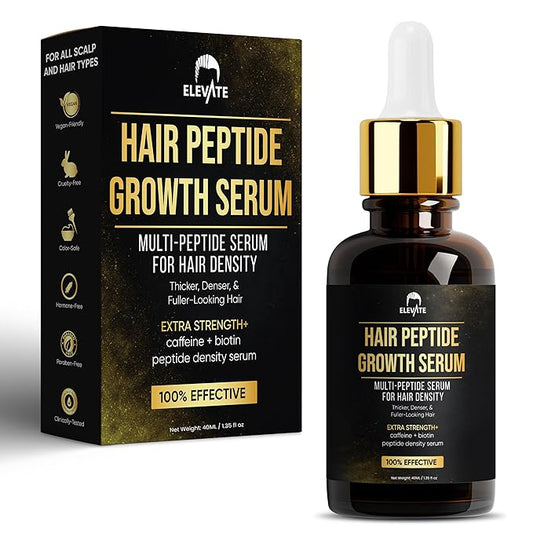 Elevate Multi-Peptide Hair Growth Serum Caffeine + Biotin Peptide Density for Fuller Thicker Visibly Longer Natural Hair Regrowth – Vegan Safe & Gentle Scalp Serum Formula Treatment for Thinning Loss
