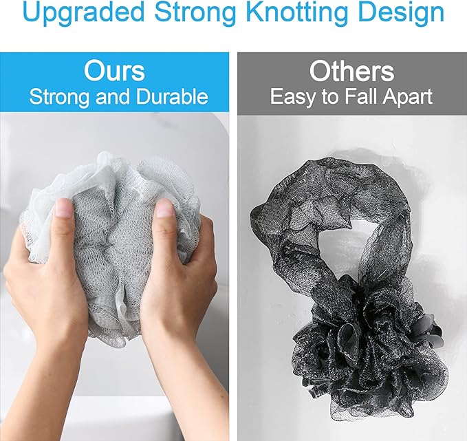 AmazerBath Loofah Sponge 75g/Piece, Exfoliating Bath Sponge Body Scrubber - Loofa Set of 4 Neutral Colors (Large)