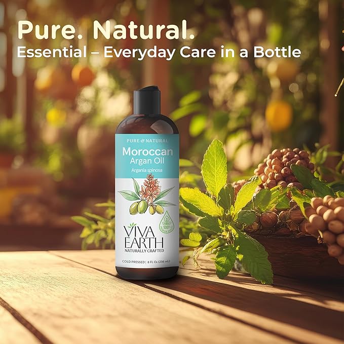 Argan Oil – 100% Pure and Natural Cold-Pressed for Face, Hair, Skin, Beard, Cuticles, and DIY Carrier Blends – Lightweight, Fast-Absorbing Cosmetic Oil, 8 Fl. Oz