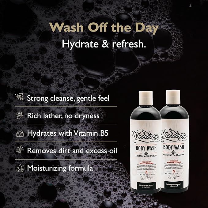 Hydrating Bodywash for Men – 16oz (2-pack, Obsidian Cardamom)