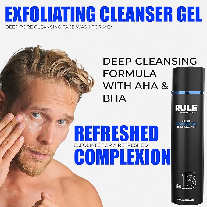 No.13 AHA BHA Cleanser, Exfoliating Face Wash for Smooth Skin & Pores, Gentle Facial Exfoliator for Redness & Blackheads, Hydrating pH-Balanced Gel, Oily & Sensitive Skin, 200 mL
