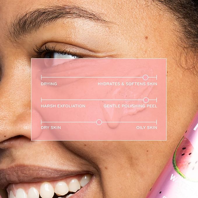 pürlisse Watermelon Energizing Face Peel & Exfoliator - 2-Minute Polishing Facial Peel - Gentle Exfoliating Face Polish with Glycolic Acid and Lychee - Boosts Radiance & Smooths Skin (2.5 oz)