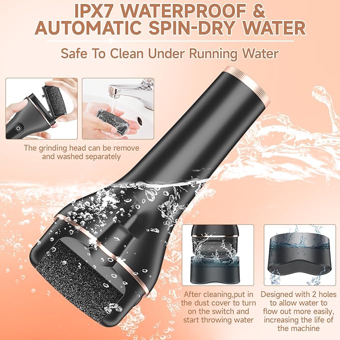 AdamPark Electric Callus Remover for Feet,Rechargeable Foot File Pedicure Kits,Professional Waterproof Pedi Feet Care Tools Wet&Dry Foot Scrubber File for Hard Cracked Dead Skin with Bag