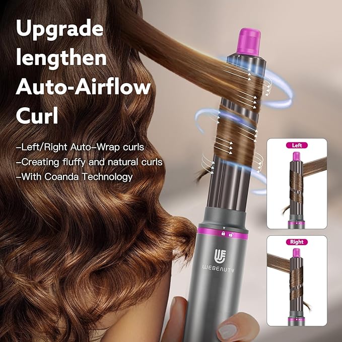 Hair Dryer Brush, webeauty 5 in 1 One Step Professional Hot Air Brush Set for Fast Drying, Curling Drying, Straightening Combing, Hair Styler [Ceramic Coating] [Negative Ion] 110000 RPM (Red)