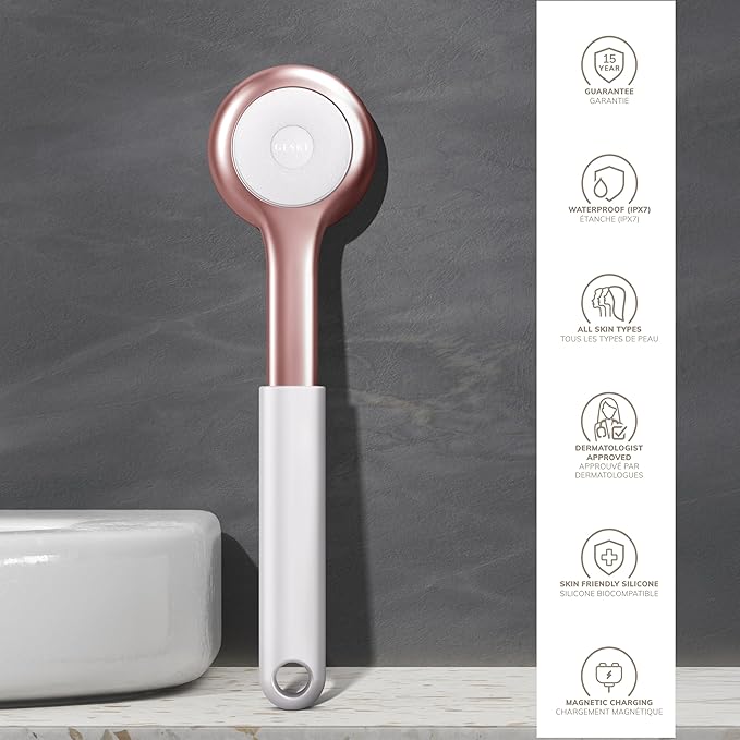 GESKE Sonic Full-Body Brush & Intensive Exfoliator | 8 in 1 | Electric Body Cleansing Brush | With SmartSonic Pulsations | Deep Cleansing, Exfoliation, Massage | Extendable Handle | Rough Skin Remover