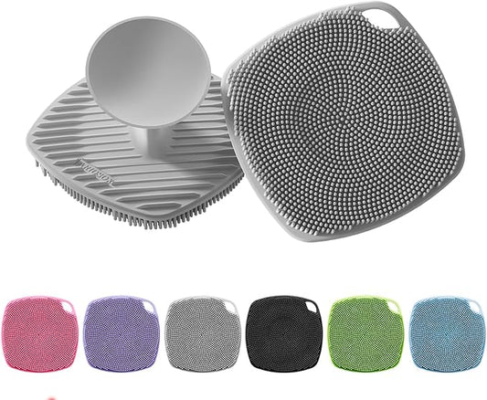 Silicone Body Scrubber, Gentle Texture Exfoliating Body Scrubber for Men and Women On Sensitive Skin, Soft Scrubber Produces Rich Form and Builds Up Lather, Getting a Deep Skin Clean (Gray)