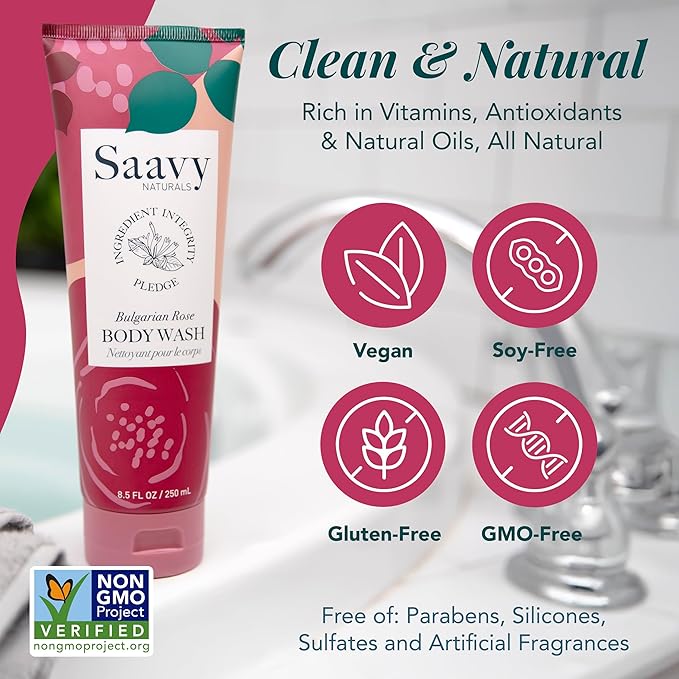 Saavy Naturals Body Cream Bulgarian Rose Plant-Based Ingredients| Made In USA | Absorbent Shea Butter Vegan Formula, Thick and Creamy Body Moisturizer, Body Lotion for Dry Skin- 8.5 Fl Oz, 2 Pack