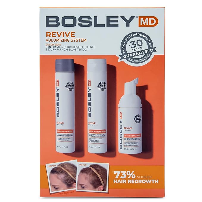 BosleyMD BosRevive Color-Safe Hair Care Kit for Thinning Hair, Starter Size (30 Days) – Shampoo, Conditioner & Thickening Treatment with Biotin, Panthenol & Botanical Extracts