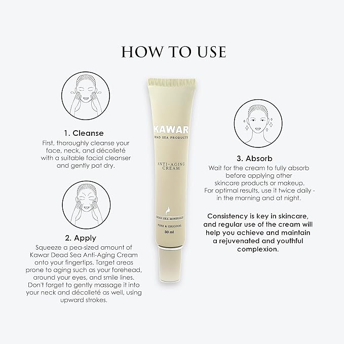 KAWAR Dead Sea Anti-Aging Extra-Firming Neck, Face and Décolleté Cream | Anti-Aging Moisturizer | Visibly Firms, Smoothes and Lifts | Minimizes Appearance Of Wrinkles | Targets Dark Spots | 1 Oz