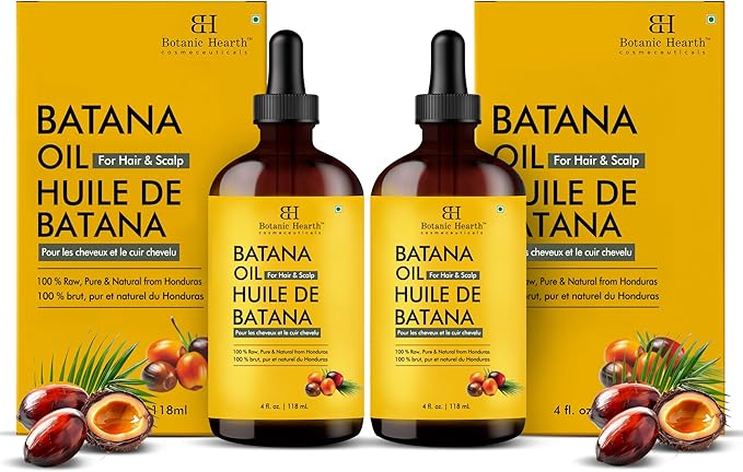 Botanic Hearth 100% Pure Batana Oil For Hair Growth | Infused with Batana& Kemel | Hair Oil Repairs Dry Damaged Hair, Strengthening, Healthier - Hair Tonic, 4.0 fl oz (pack of 2)