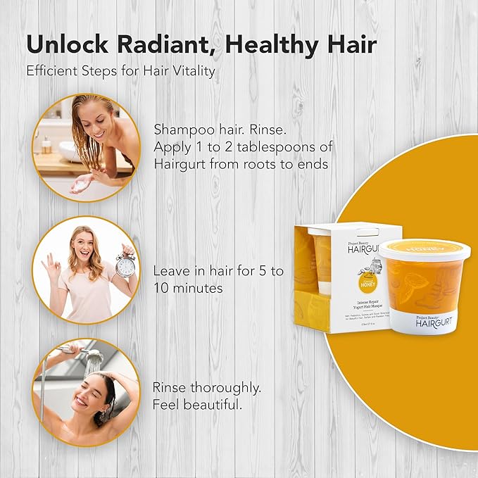 Almond Honey Intense Repair Yogurt Hair Mask – Deep Conditioner for Dry, Damaged and Frizzy Hair – Sulfate-Free, Natural Hydrating Treatment – Moisturizing Masque for Breakage – 6 oz