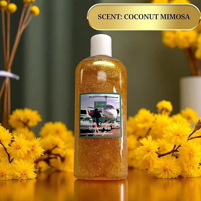 Rich B$tch Shower Gel – 8 oz Handmade Body Wash for Abundance, Wealth & Luxury Energy – Altar-Charged – Wiccan, Hoodoo, Conjure, Manifestation Ritual – Vegan & Sulfate-Free