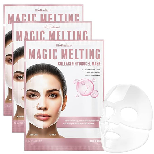 Hydrogel Collagen Face Mask – Firming & Hydrating Overnight Sheet For Dry Skin & Fine Lines – Dermatologist Tested, Anti-Aging, Korean Skin Care, Clean Beauty, Non-GMO – Pack of 6