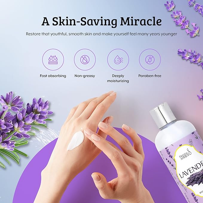 Freida and Joe Scented Body Lotion For Women, Deep Moisturizing Hand Cream, Womens Luxury Stocking Stuffers & Fragrance Gifts That Smell Good, 10oz (Lavender)
