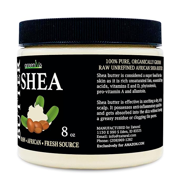 GreenIVe Shea Butter Raw 100% Pure Unrefined Ivory Shea Butter Grade A West African Karite Nut Butter for DIY Butters Lotions Creams Soaps Balms Lip Care Hair Body Moisturizer Massage Butter Jar 8oz