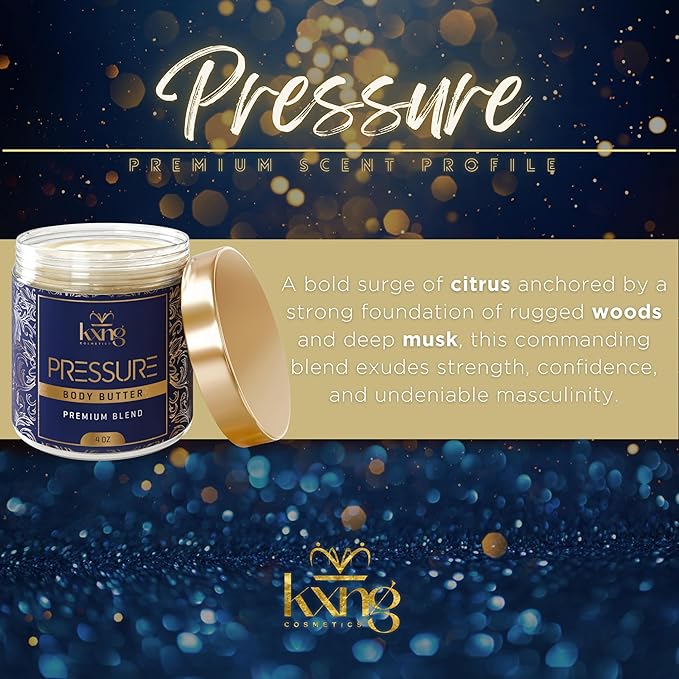 KXNG Cosmetics Natural Shea Body Butter – 4oz | Luxury Moisturizing Cream with Shea, Cocoa & Coconut Oil | Hydrating Body Butter for All Skin Types – Pressure