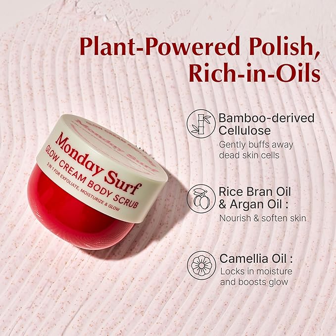 K Body Scrub Cream with Glycolic Acid – Moisturizing Vanilla floral Scent Exfoliating Scrub for Shaving Prep & Bumpy Skin – Vegan, Microplastic-Free, 9.5 oz