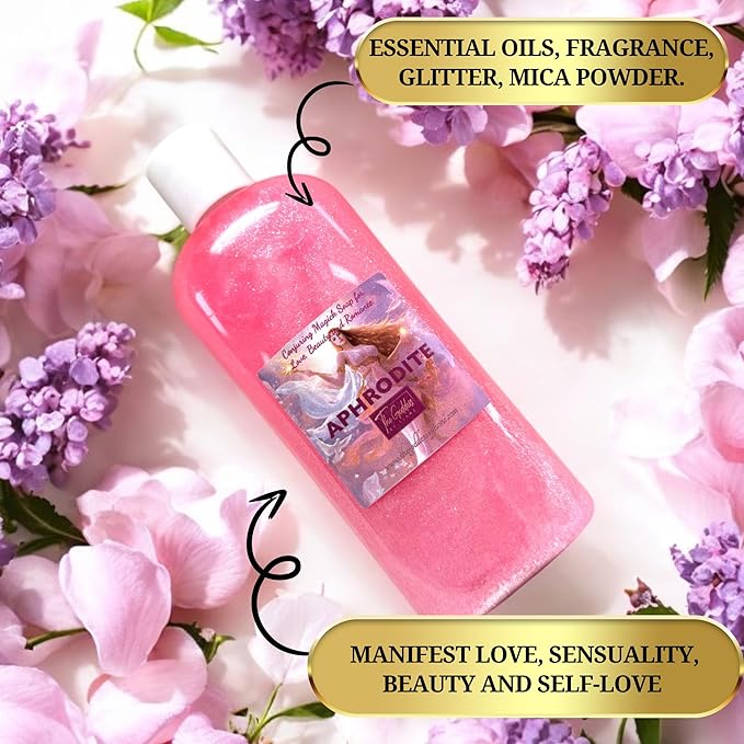 Aphrodite Shower Gel – 8 oz Handmade Body Wash for Love, Beauty & Sensual Energy – Lilac Scent – Altar-Charged Goddess Ritual Cleanser – Wiccan, Pagan, Self-Love Magick – Vegan & Sulfate-Free
