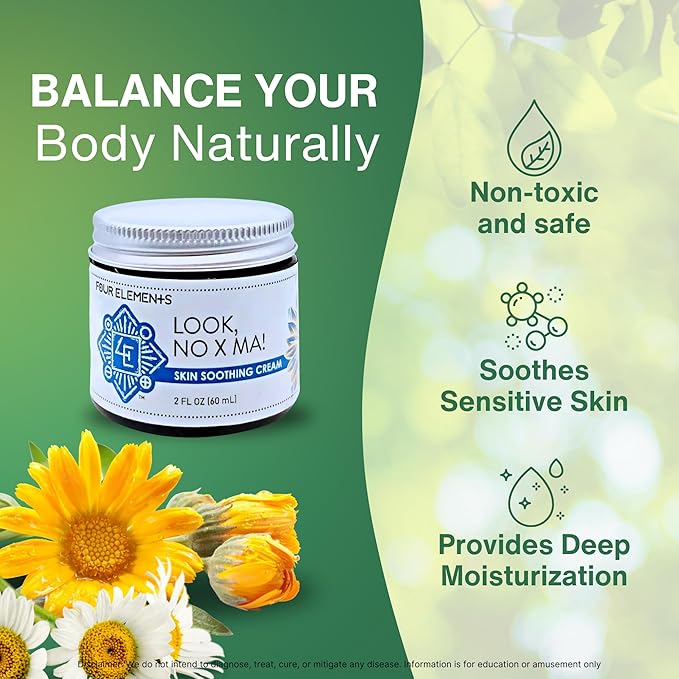 Look NO X MA Skin Soothing Cream 2 OZ | 100% Organic Calendula and Chamomile Infused, Body and Face Moisturizing Cream | Handmade Plant Rich Hydrating Moisturizer for Dry, Irritated, Sensitive Skin