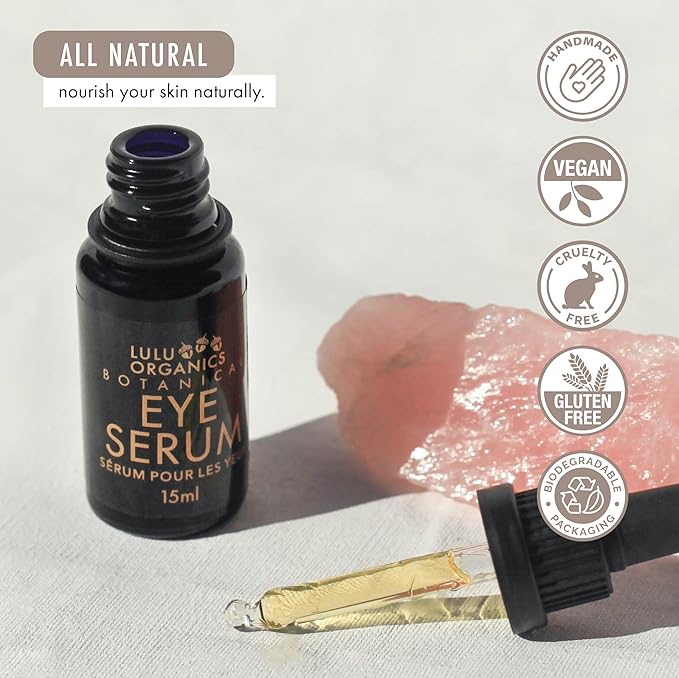 Botanical Eye Serum, Nourishing Under Eye Oil Serum for Dark Circles and Puffiness, Organic Ingredients and Vitamin Rich Antioxidant, Compact & Travel Size - 15 ml