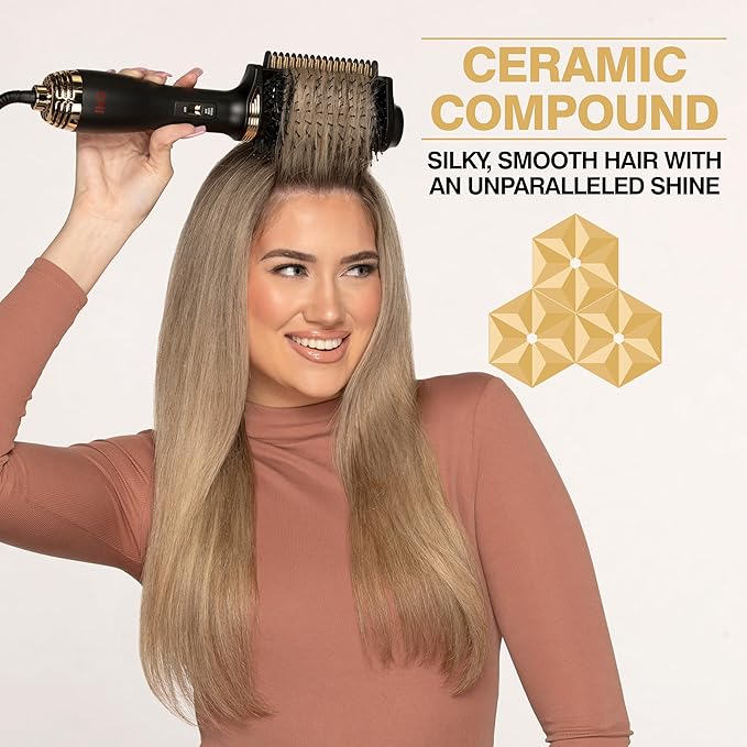 CHI Volume Styler, Blowout Brush for Amplified Volume, Heated Comb to Smoothen & Straighten Hair, 2-in-1 Hair Tool, Black