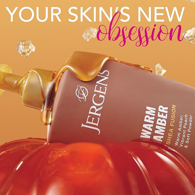 Jergens Shea Fusion Warm Amber Body Lotion, Moisturizer with Shea Butter & Vitamin E, 14 Fl Oz