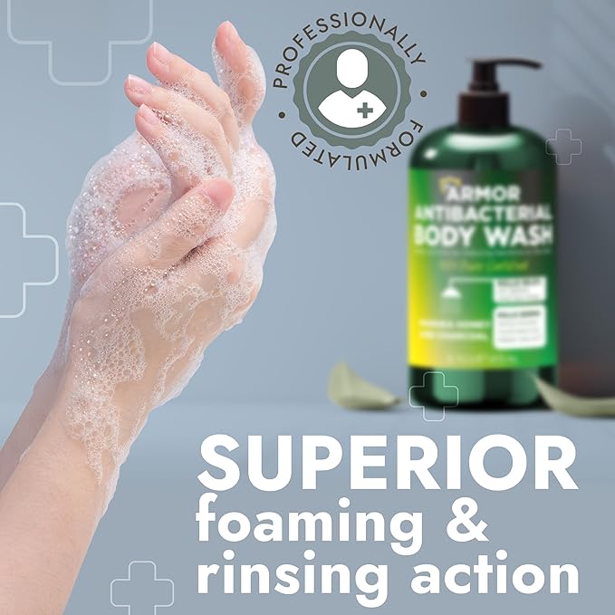 Antibacterial Body Wash | Antifungal Soap for Men & Women | Kills 99.9% of Germs & Bacteria | Helps with Back Acne, Body Odor, Jock Itch & Skin Irritation | Manuka Honey & Charcoal, 16 fl oz