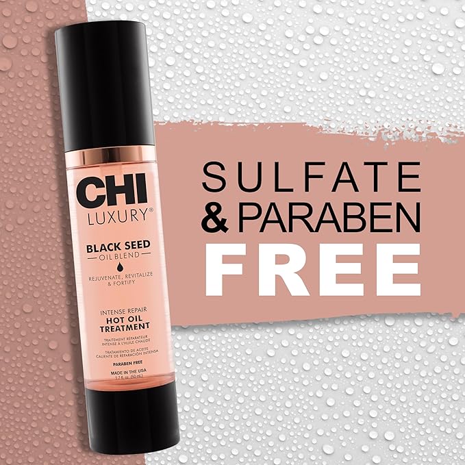 CHI Luxury Black Seed Oil Intense Repair Hot Oil Treatment, Moisturizes & Strengthens Dry & Damaged Hair, Sulfate, Paraben & Gluten-Free, 1.7 Oz