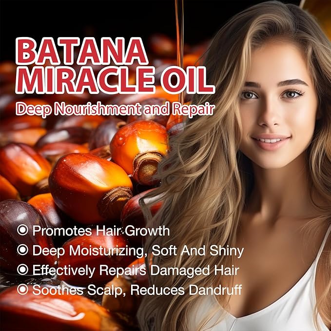 Batana Oil for Hair Growth - 100% Pure Batana Oil - Dr. Sebi B-atana O-il from Honduras - Raw B-atana O-il for Hair Growth - Moisturizes H-air & Scalp -Promotes H-air thickness for Men & Women