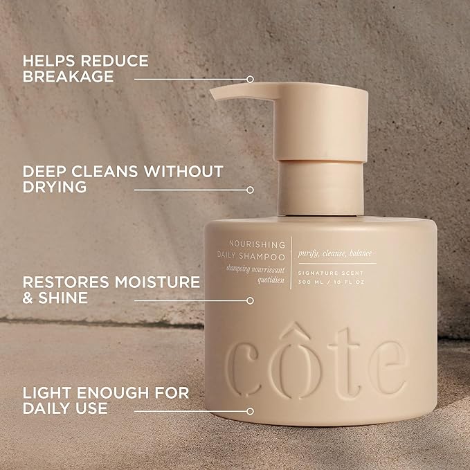 Cote Beauty’s Nourishing Daily Shampoo for Dry Hair, Deep Cleansing & Hydrating Formula, Prevents Breakage, Cruelty-Free Hair Shampoo for Women, Enriched with Yerba Maté & Baobab Extract, 10 FL Oz