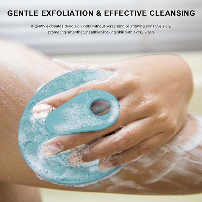 INNERNEED Food Grade Silicone Body Scrubber Gentle Exfoliating Brush for Women Men Deep Clean for All Skin Types, More Hygienic and Well Lather (Black+Dark Green+Dark Blue)