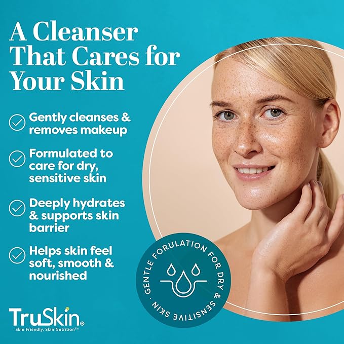 TruSkin Soothing Cleansing Milk - Gentle Facial Cleanser with Rice & Oat Milk, Hyaluronic Acid - Removes Make-Up Without Stripping Sensitive Skin