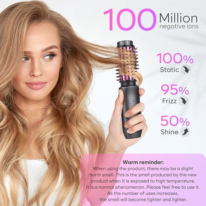 Cordless Curling Iron Brush, 2024 New Portable Travel Curling Iron Mini Brush for Women, 7000Mah USB Rechargeable Curling Wand Brush with Negative Ion, Gray