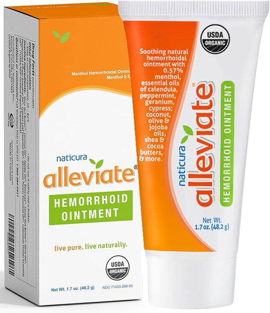 Alleviate Hemorrhoid Treatment Ointment - 100% Natural Fast Acting Cream to Relieve Discomfort - Calms and Soothes Burning, Itching, Bleeding Fissures and Swelling - Made in USA