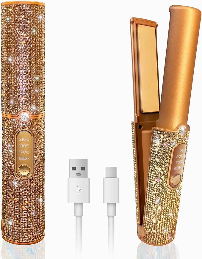 Cordless Hair Straightener, Portable Straightener 2 in 1 for Hair Straightening and Curling,5000mAh Mini Travel Hair Straightener,Fast Heating Titanium Flat Iron, 210°C/410°F Within Seconds (Libre)