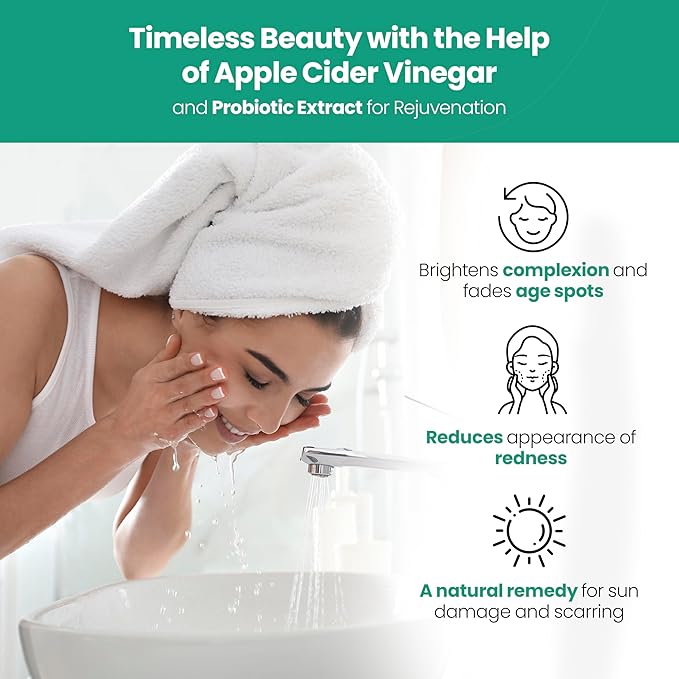 AppleBiotic Apple Cider Vinegar Face Wash - Exfoliating Face Wash, Hydrating Gel Foaming Facial Cleanser, Fragrance Free, 6oz