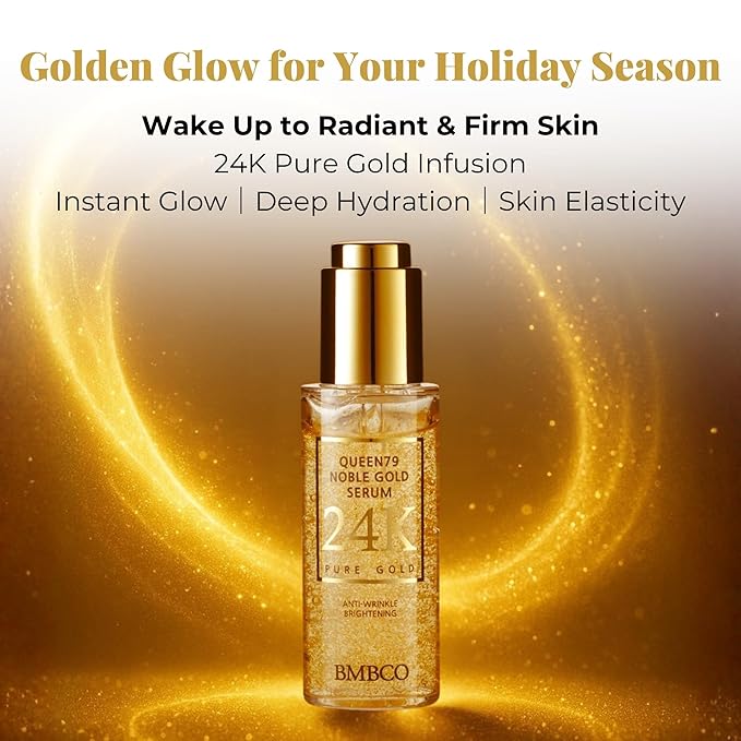 BMBCO 24K Gold Collagen Serum – Anti-Wrinkle & Skin Tightening, Deep Hydration & Brightening, EGF & Peptides Face Serum for Youthful Glow