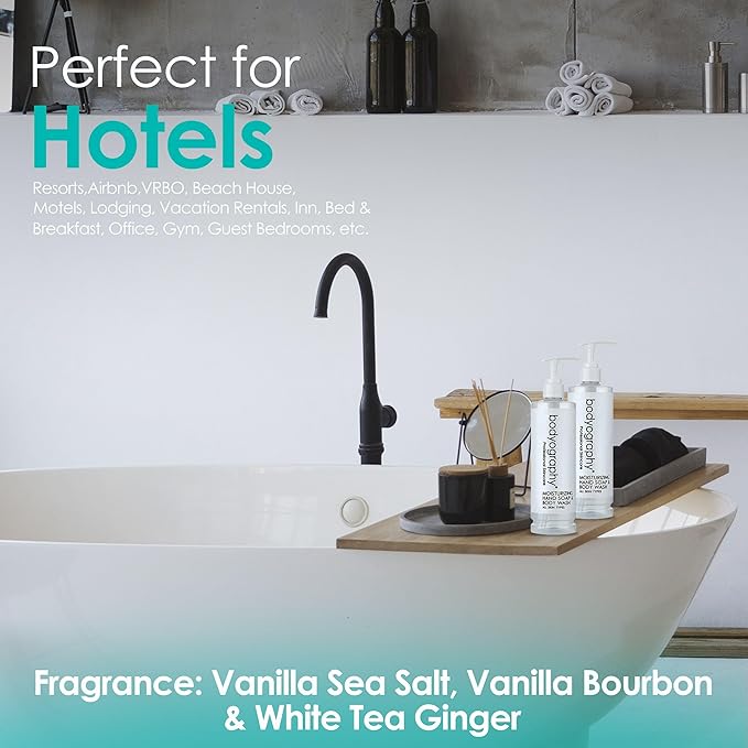 World Amenities Bodyography Blanc Pump Bottle Body Wash & Hand Soap - Body Care Deep Moisture for Dry Skin