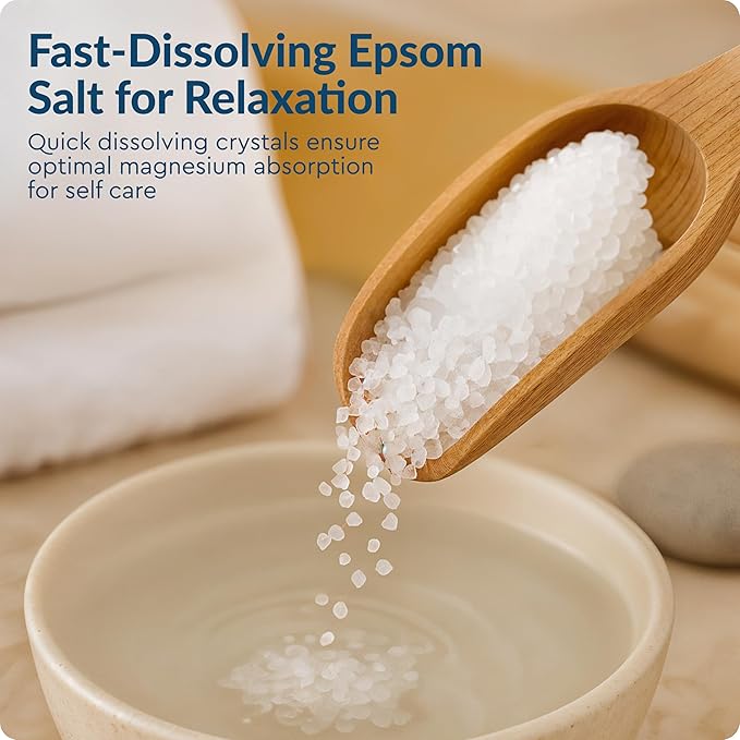 Brookstone 5 lb Epsom Salt Bulk Bag - Premium Magnesium Sulfate USP, Medium Grain Unscented Bath Soak Salt - Pure Epsom Salt for Bath, Foot Soak, Muscle Relief, Stress Relief & Skin Care