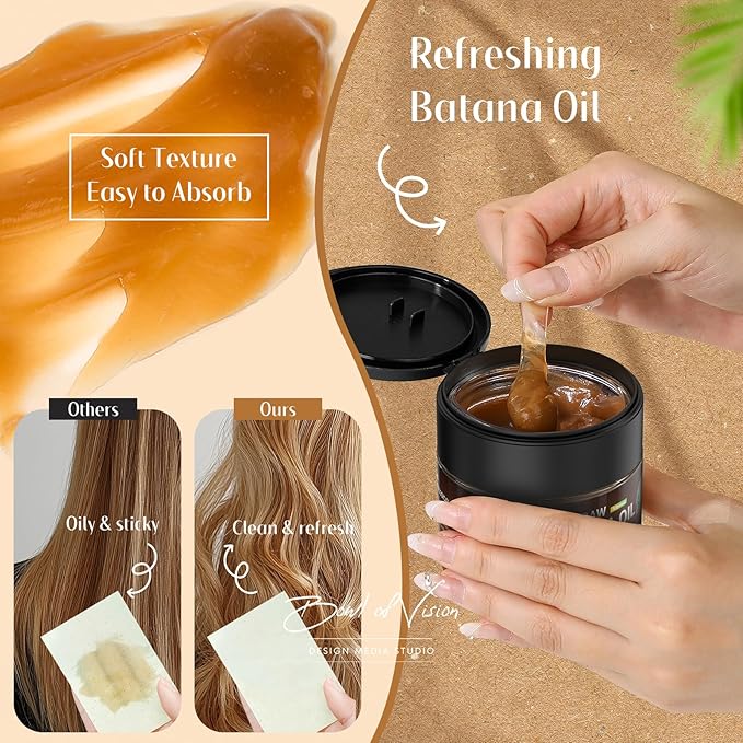 Batana Oil for Hair Growth, Dr Sebi 100% Pure Organic Natural Ingredients from Honduras Reduces Hair Loss, Restores Dry Damaged Hair for Women Men