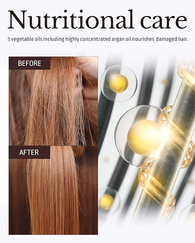 Milk Protein Intensive Perfume Hair Oil - Korean Anti Frizz Nourishing & Smoothing Hair Serum - Subtle Verbena Lavender Scent - with 10,000ppm Argan Oil & 6 Plant-Based Oils, 3.38 fl.oz.